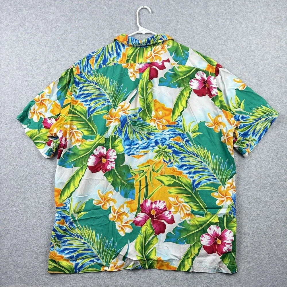 Polo Ralph Lauren Shirt Mens XL Caldwell Rayon Camp Loop Collar Hawaiian Aloha‎